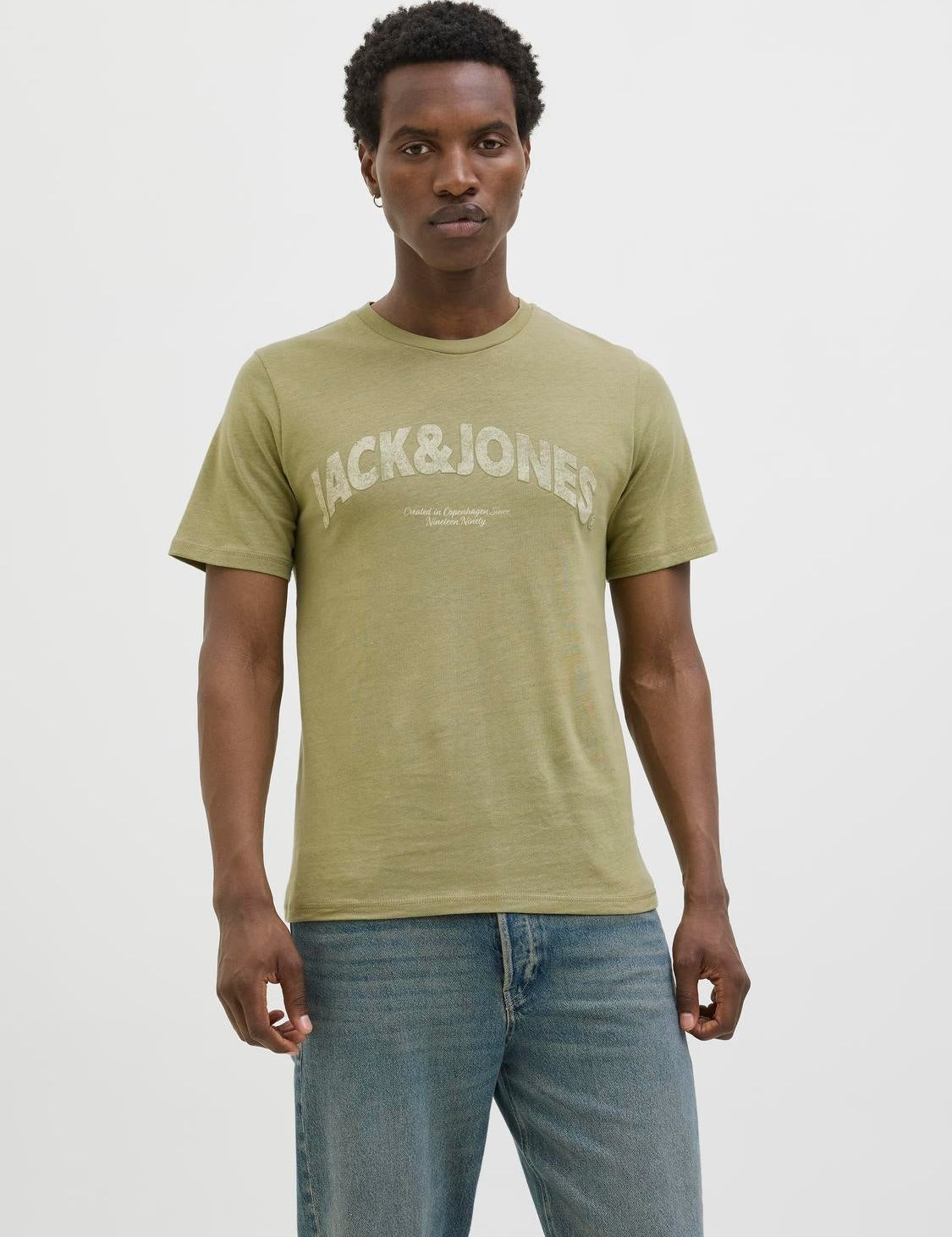 JACK & JONES JORALMERIA bold branding tee in cedar - Image 1