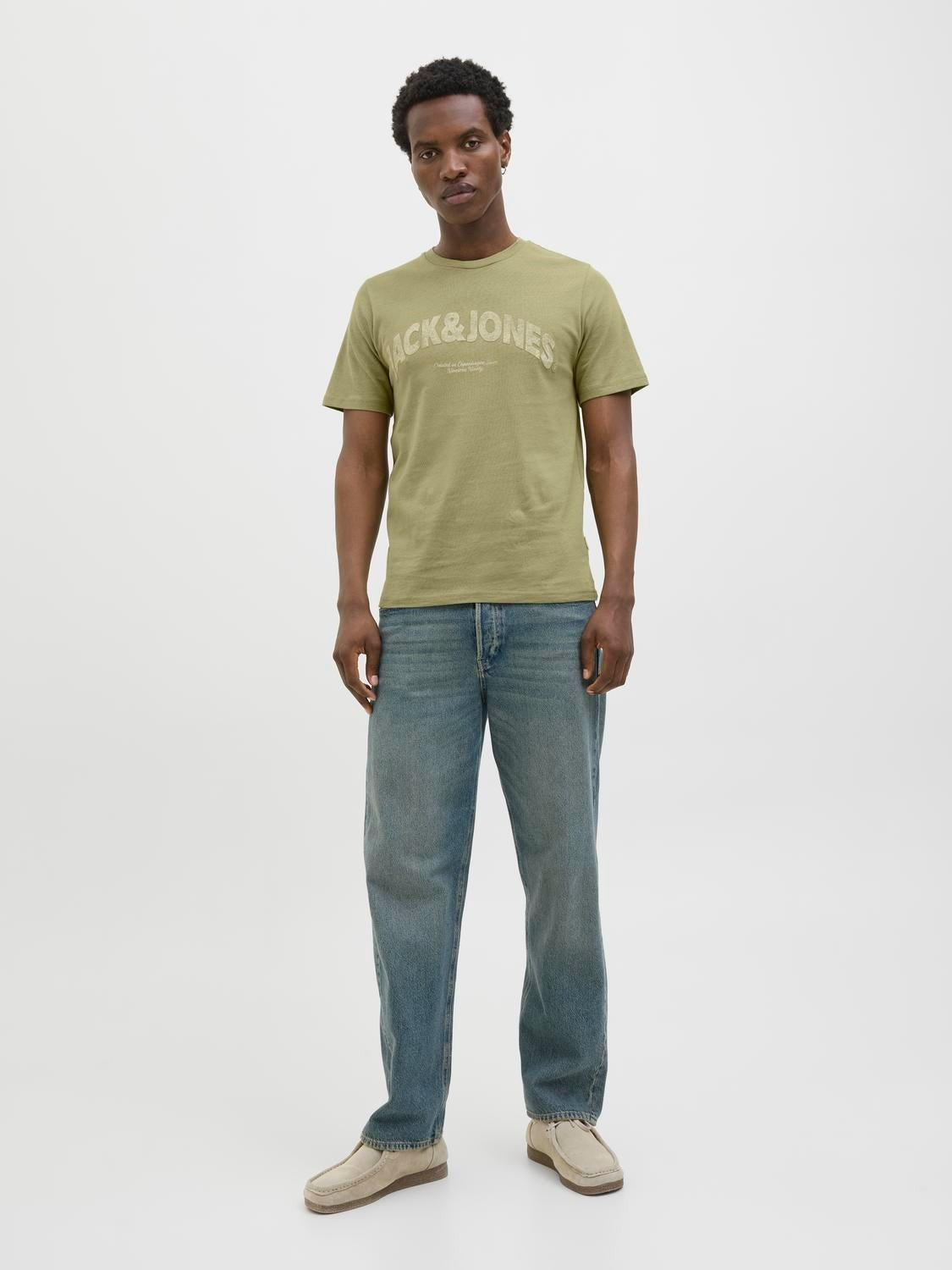 JACK & JONES JORALMERIA bold branding tee in cedar - Image 4