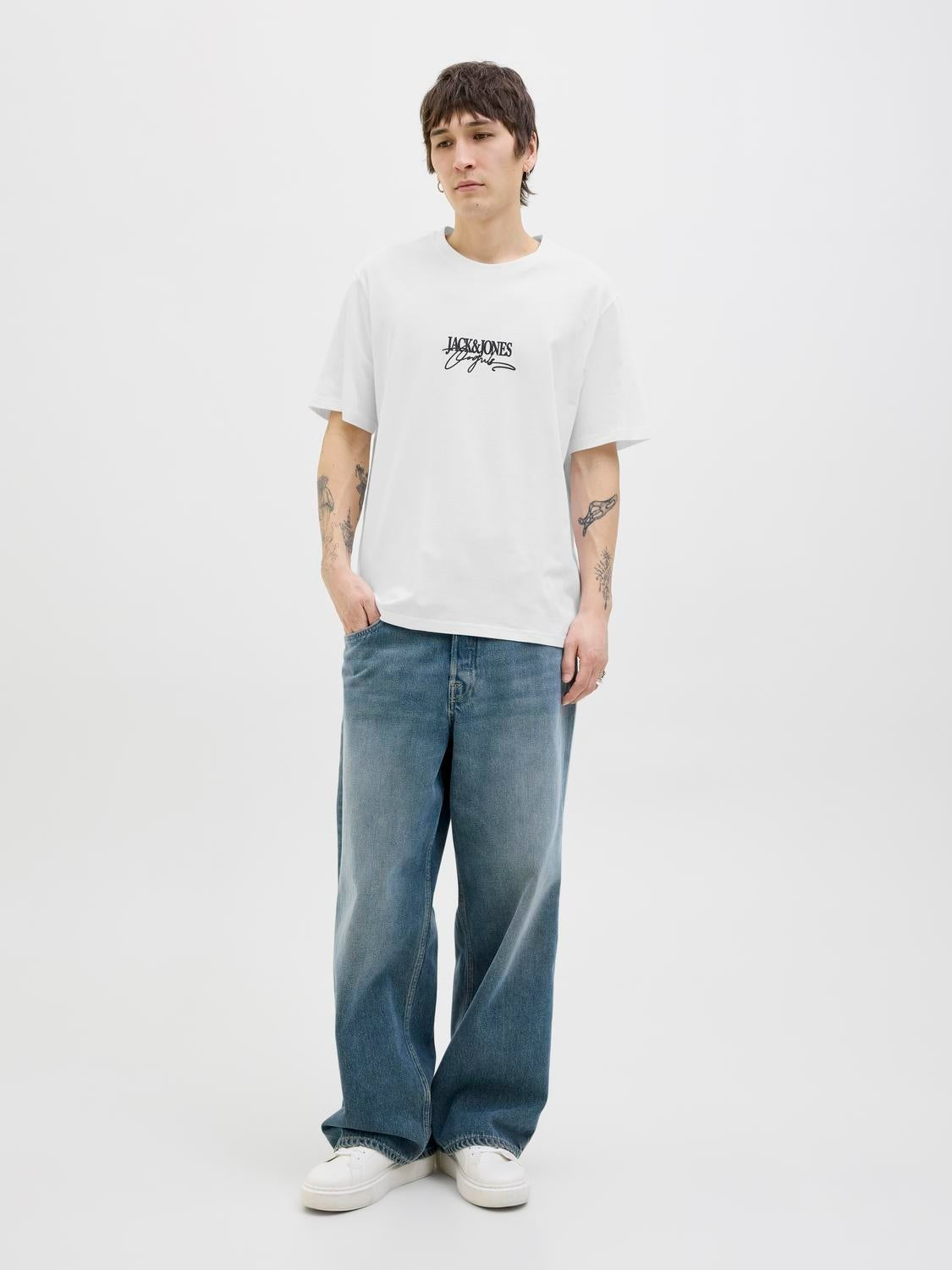 JACK & JONES JORALMERIA branding tee crew neck in bright white - Image 4