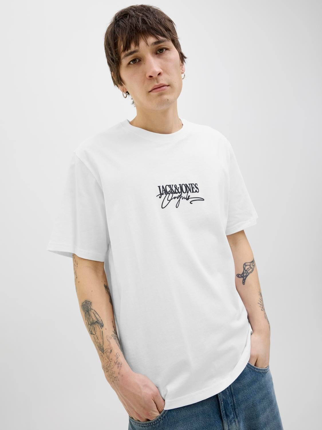 JACK & JONES JORALMERIA branding tee crew neck in bright white - Image 7