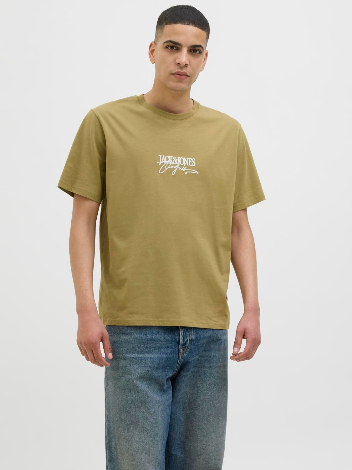 JACK & JONES JORALMERIA branding tee crew neck in black - Image 1