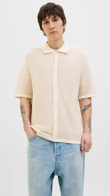 JACK & JONES JORALMERIA knit polo in sea salt - Image 1
