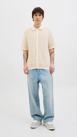 JACK & JONES JORALMERIA knit polo in sea salt - Image 4