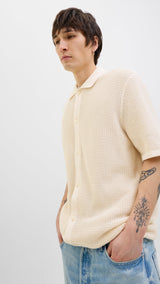 JACK & JONES JORALMERIA knit polo in sea salt - Image 7