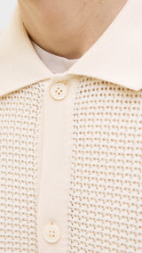 JACK & JONES JORALMERIA knit polo in sea salt - Image 6
