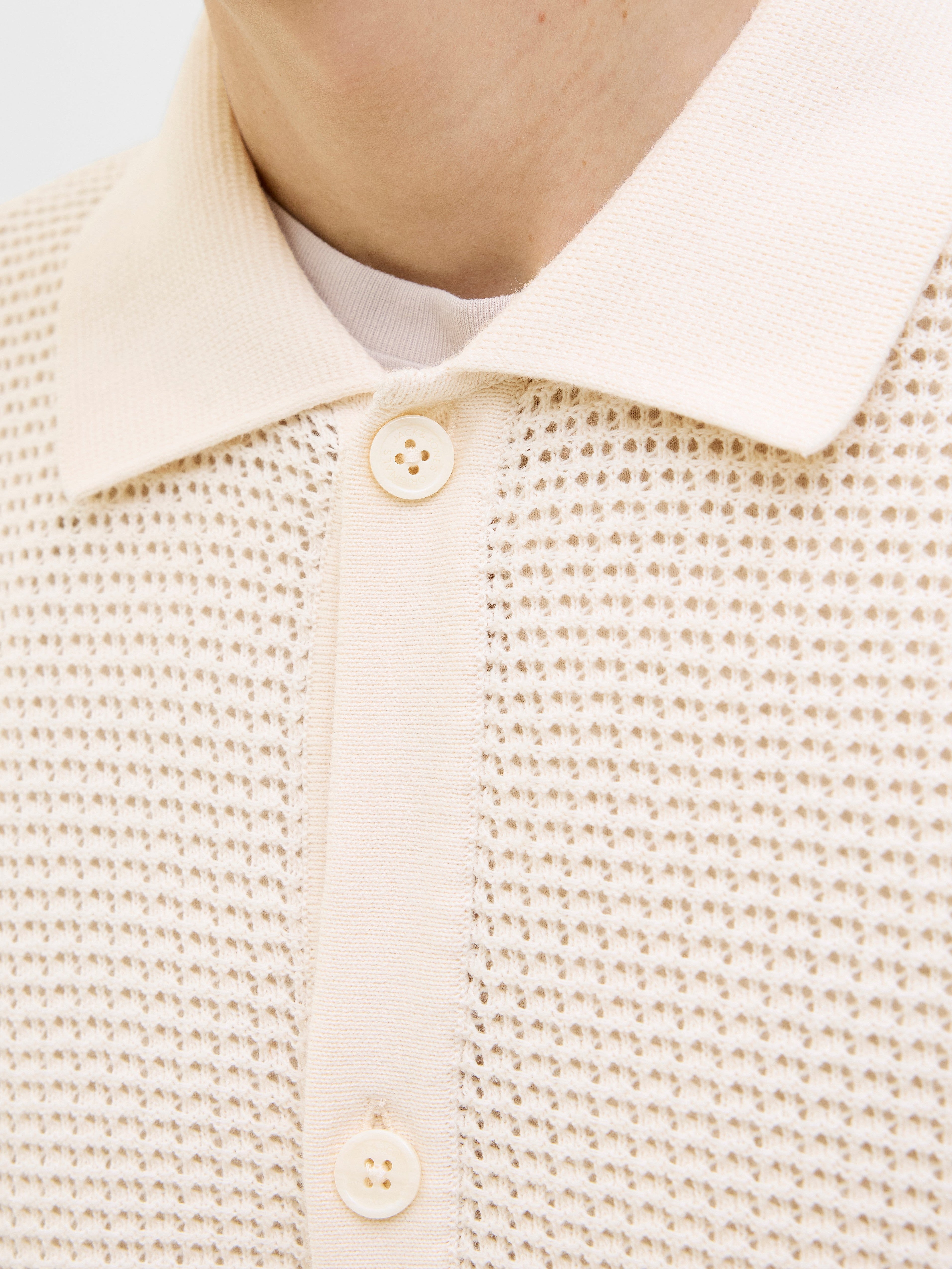 JACK & JONES JORALMERIA knit polo in sea salt - Image 6