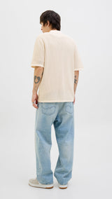 JACK & JONES JORALMERIA knit polo in sea salt - Image 2