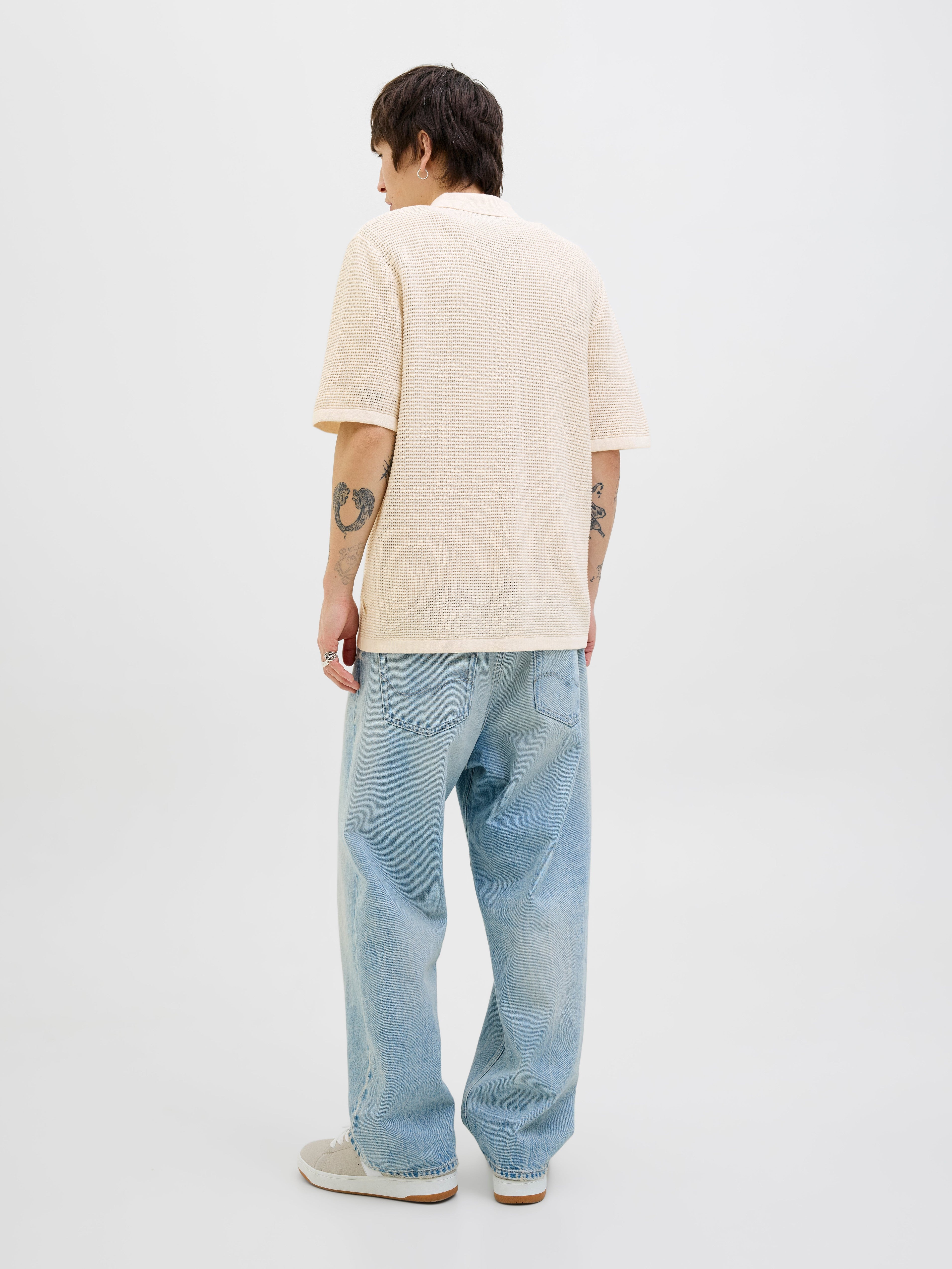 JACK & JONES JORALMERIA knit polo in sea salt - Image 2