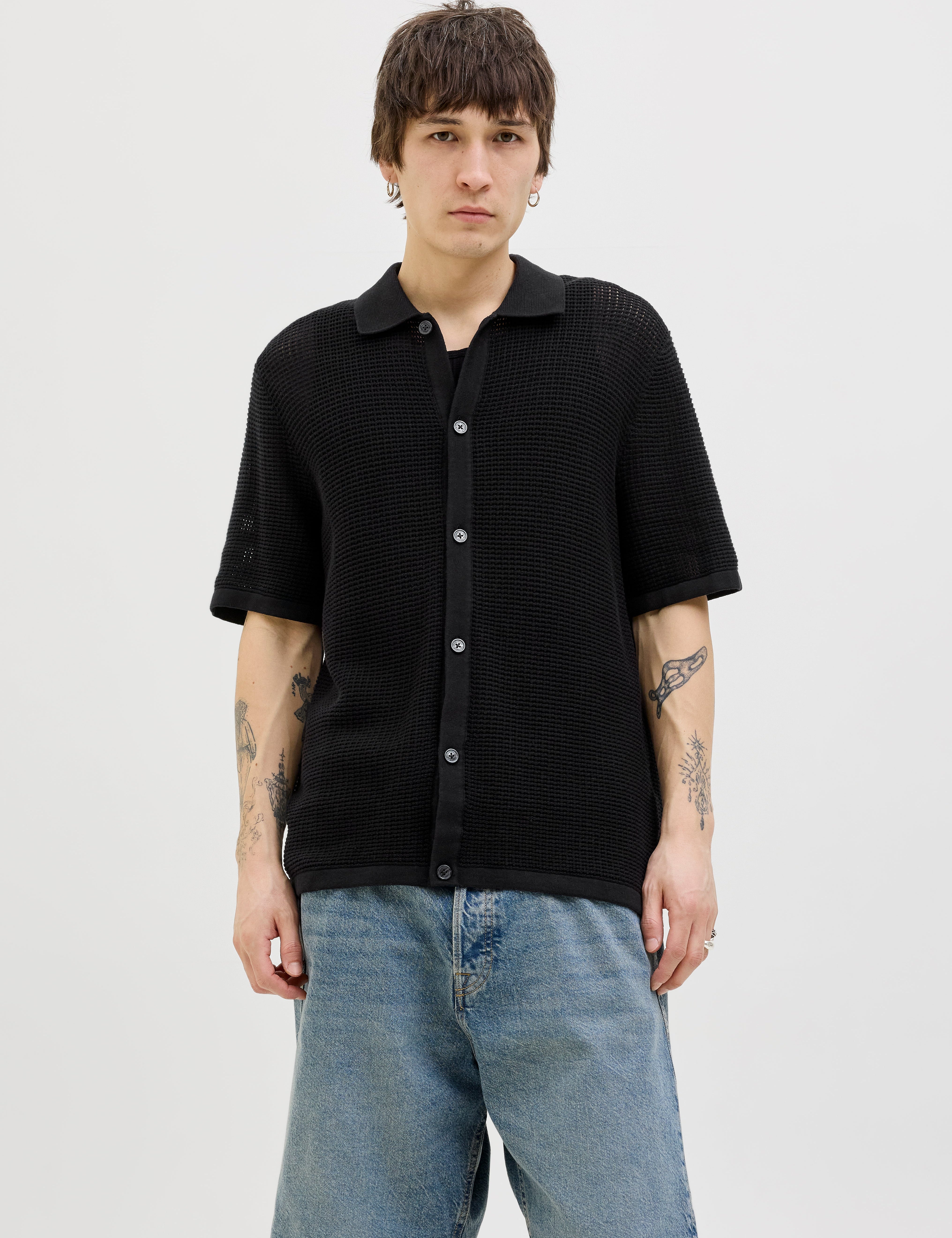 JACK & JONES JORALMERIA knit polo - black