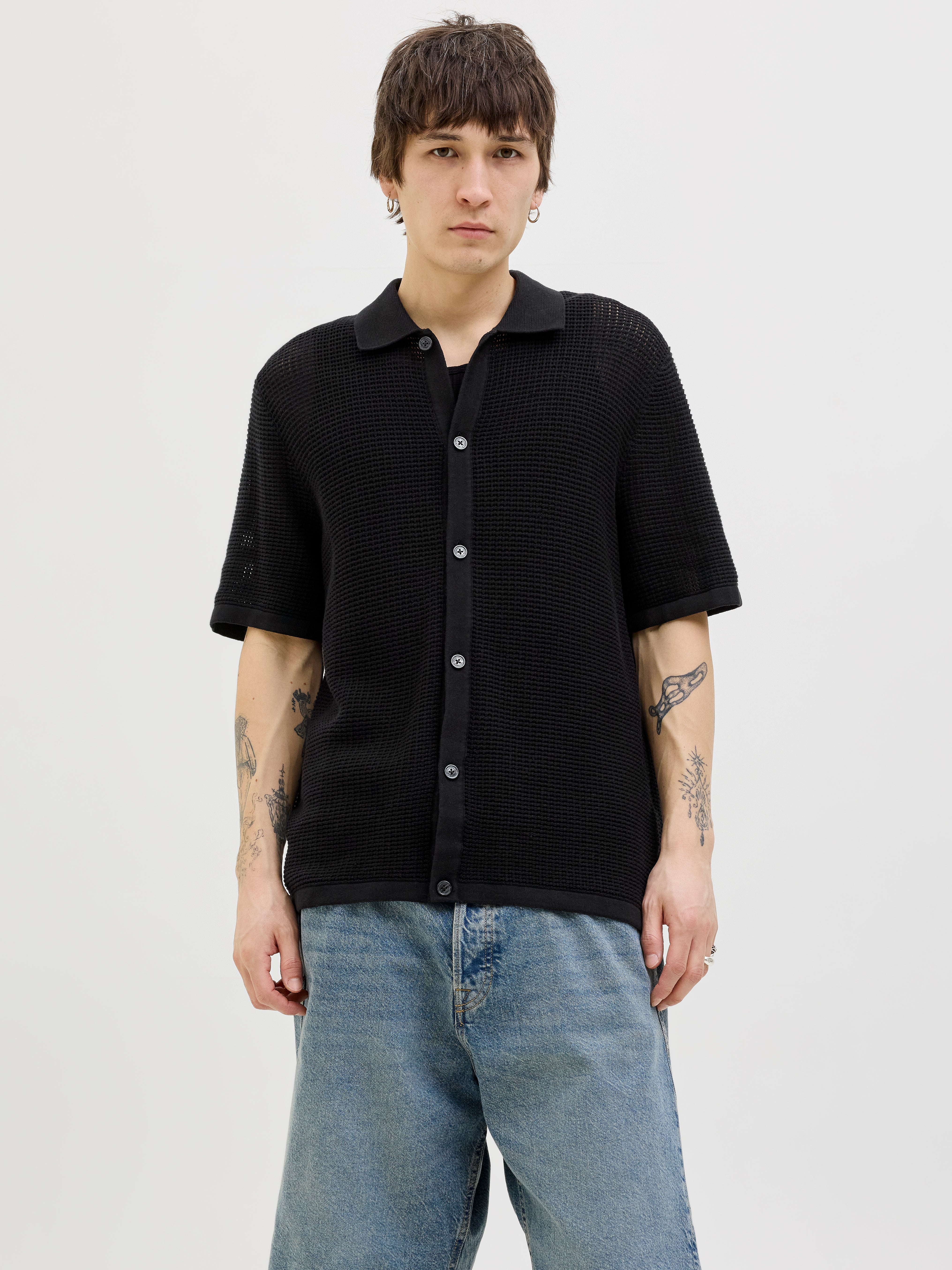 JACK & JONES JORALMERIA knit polo - black