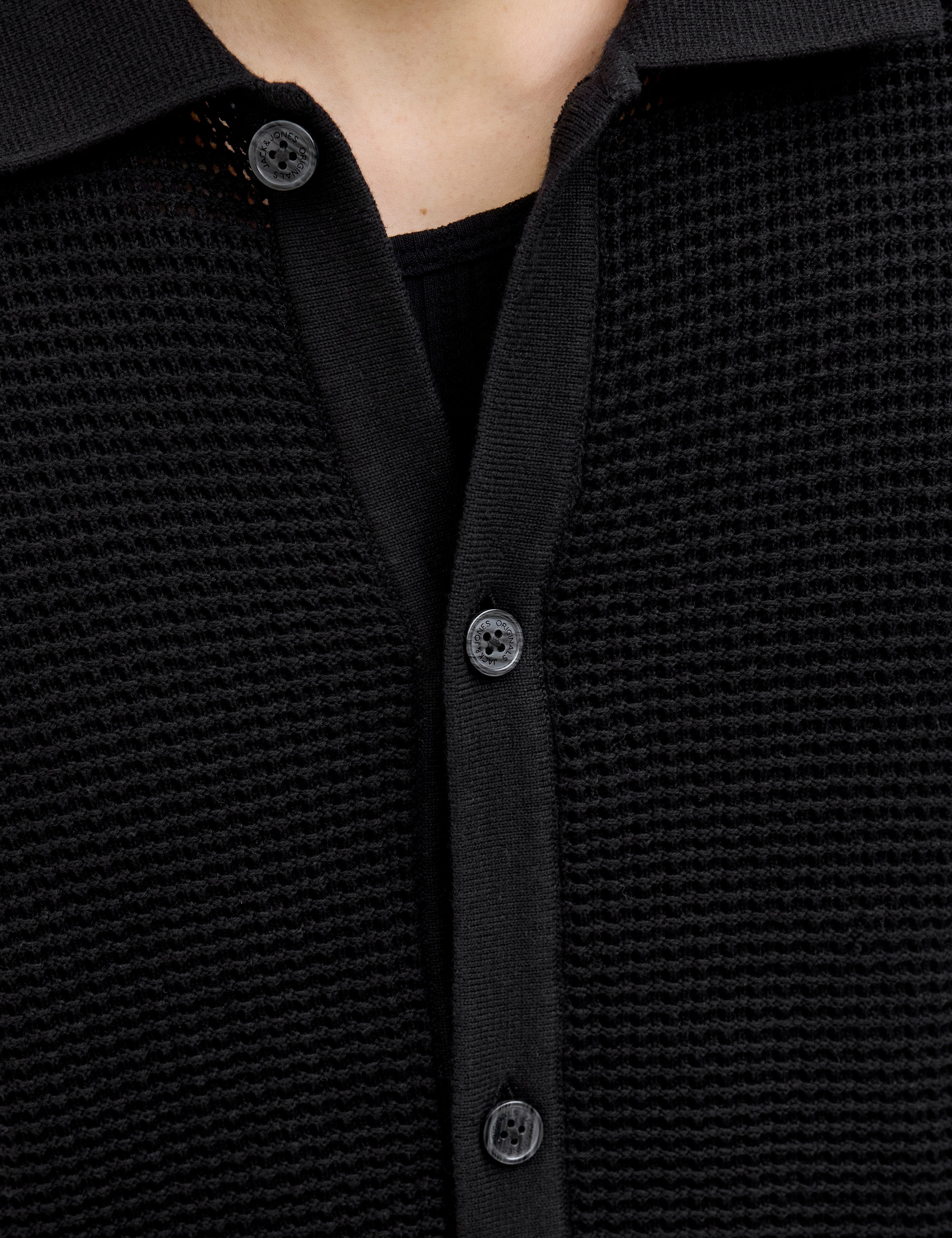 JACK & JONES JORALMERIA knit polo - black