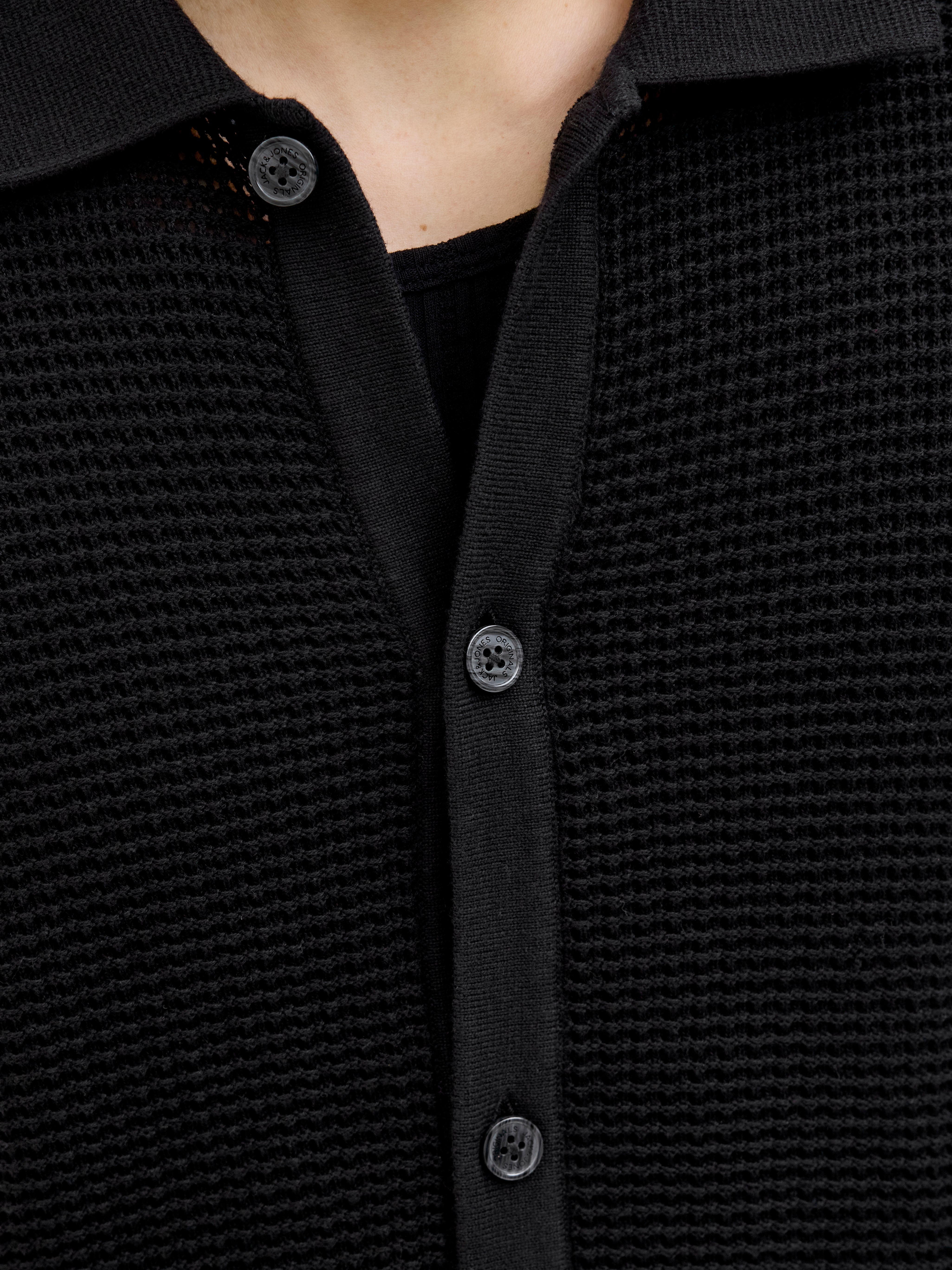 JACK & JONES JORALMERIA knit polo - black