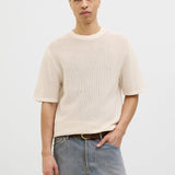 JACK & JONES JORALMERIA knit tee in sea salt - Image 1