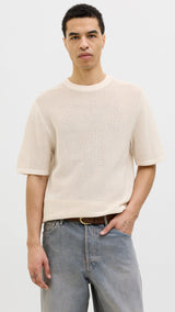 JACK & JONES JORALMERIA knit tee in sea salt - Image 1