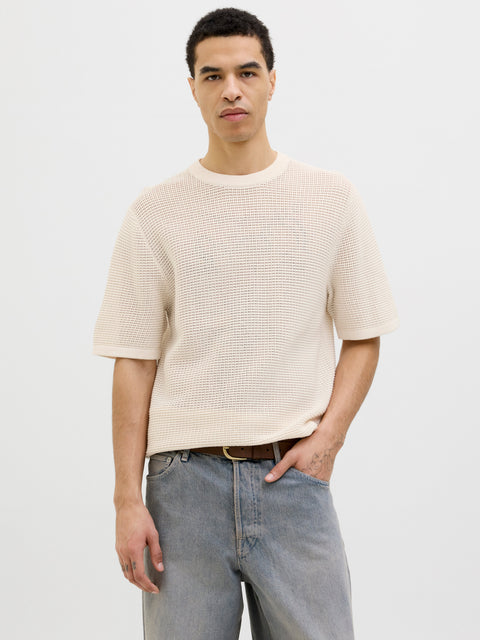 JACK & JONES JORALMERIA knit tee in sea salt