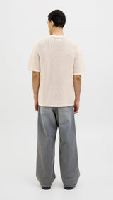JACK & JONES JORALMERIA knit tee in sea salt - Image 2