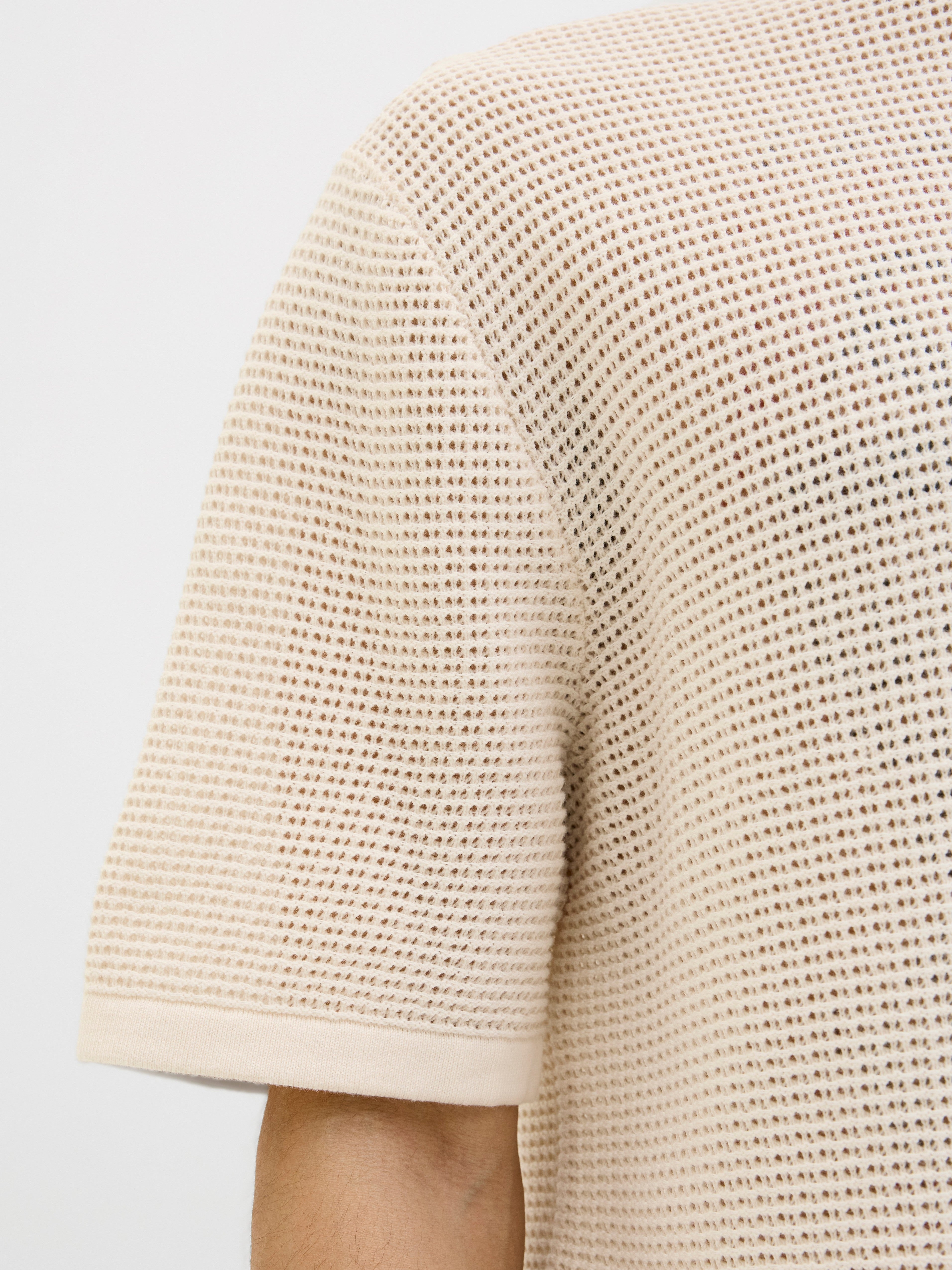 JACK & JONES JORALMERIA knit tee in sea salt - Image 7