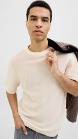 JACK & JONES JORALMERIA knit tee in sea salt - Image 8