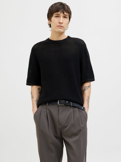 JACK & JONES JORALMERIA knit tee in black