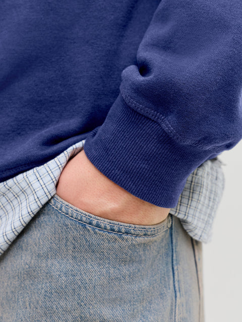 JACK & JONES JORBLEECKER branding sweat crew in bright white jj melange