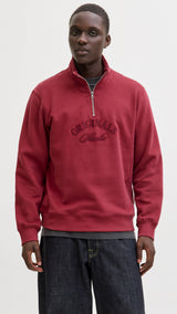 JACK & JONES JORBLEECKER branding sweat high neck - tibetan red org