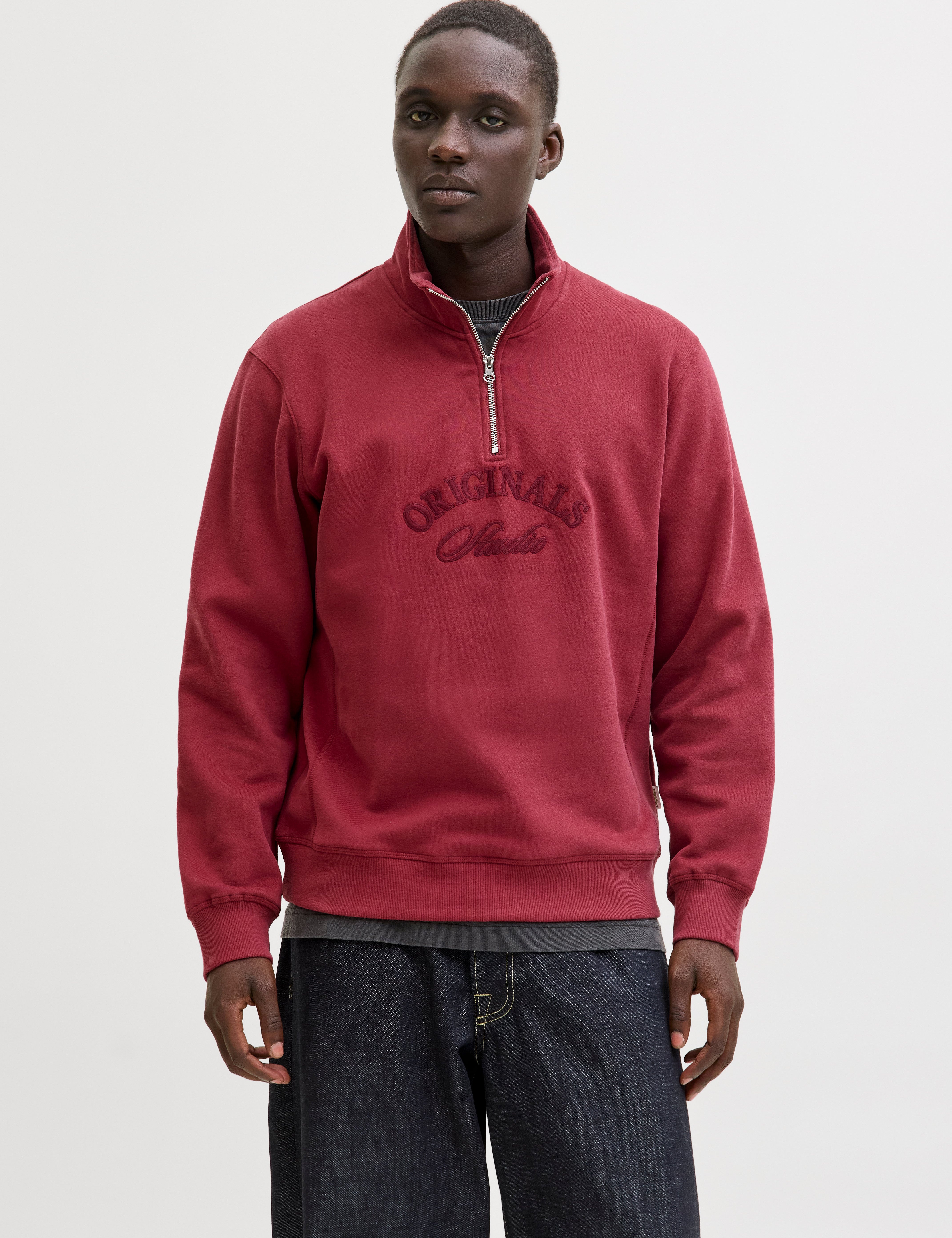 JACK & JONES JORBLEECKER branding sweat high neck - tibetan red org