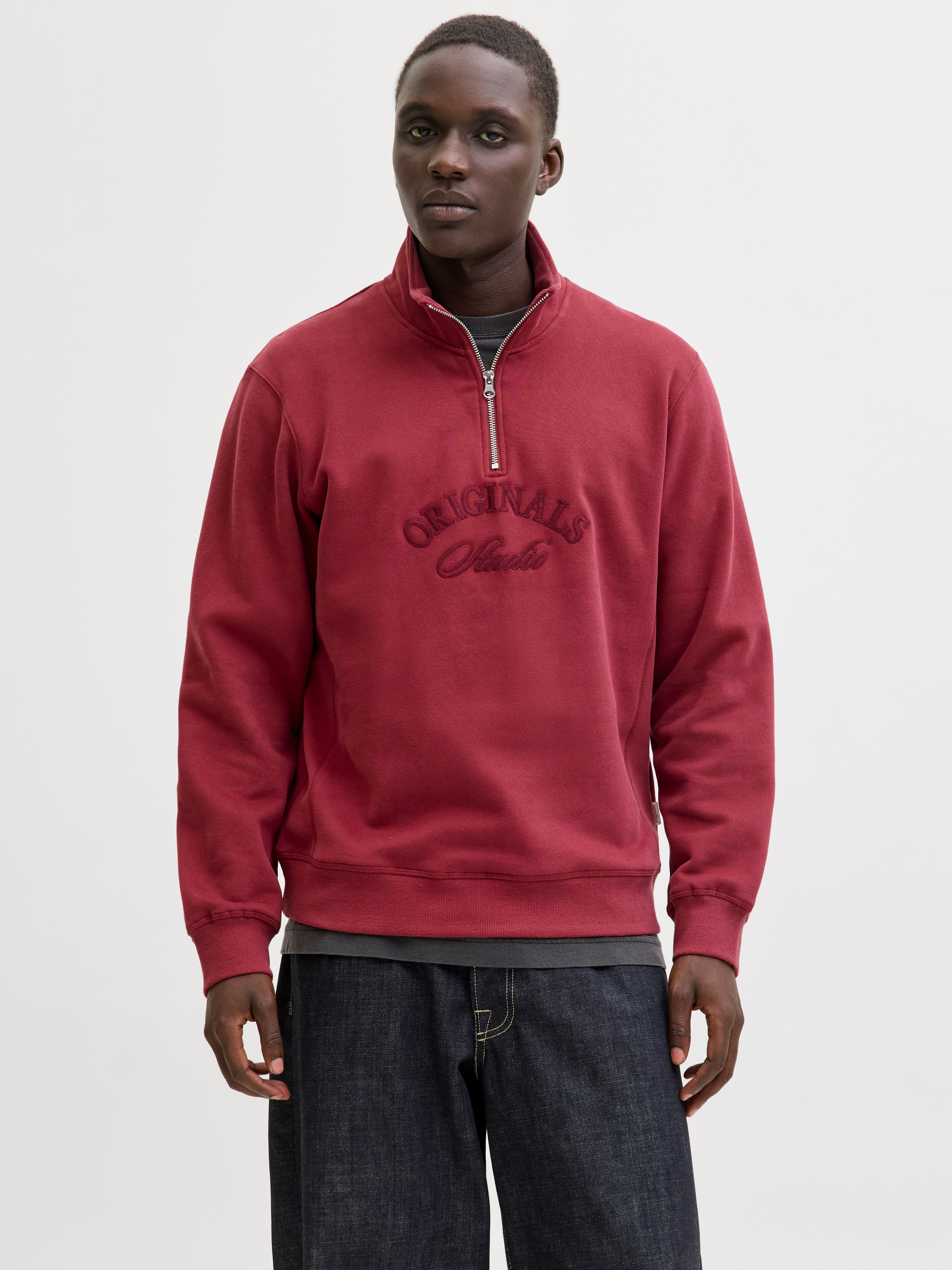 JACK & JONES JORBLEECKER branding sweat high neck - tibetan red org