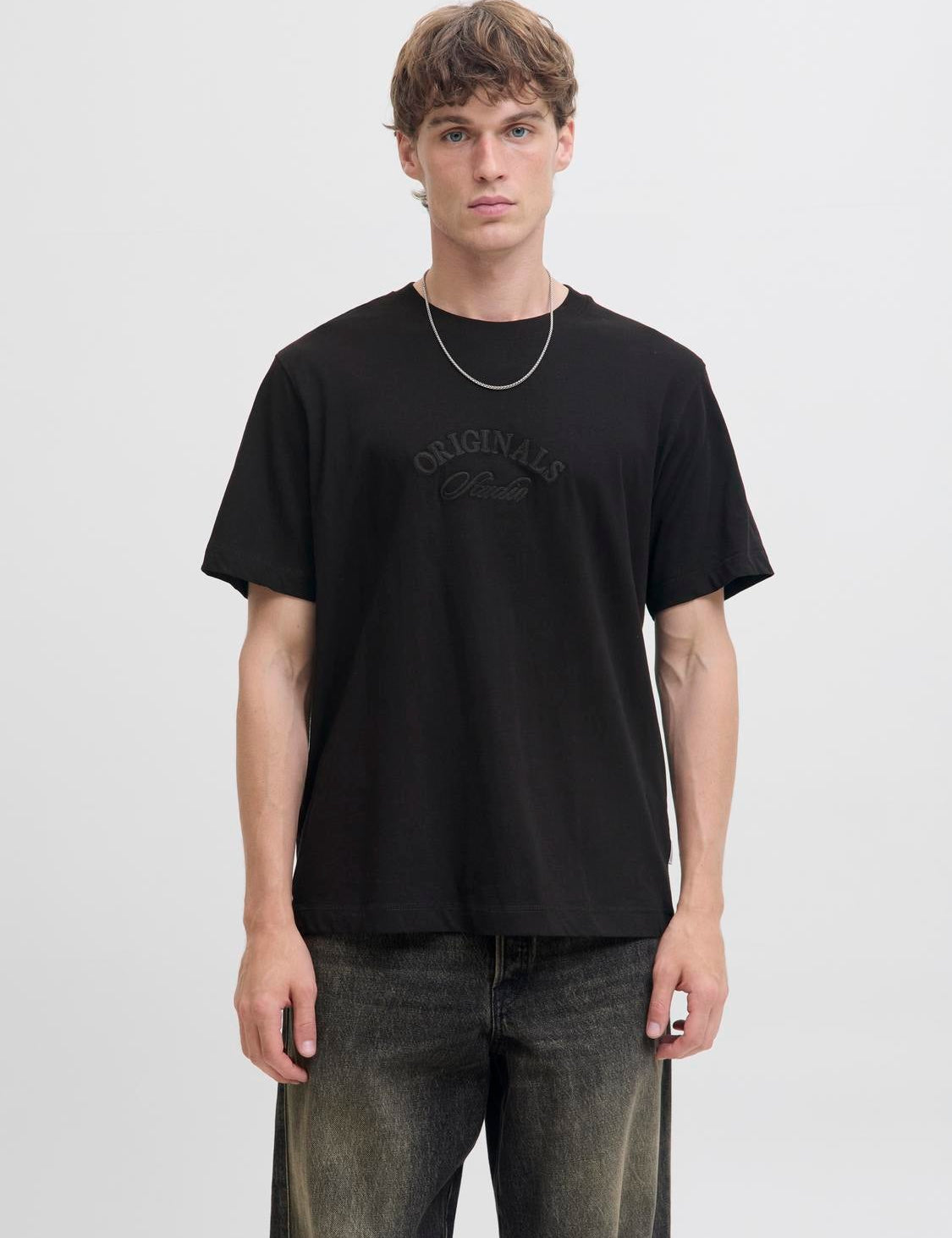 JACK & JONES JORBLEECKER branding tee - black org