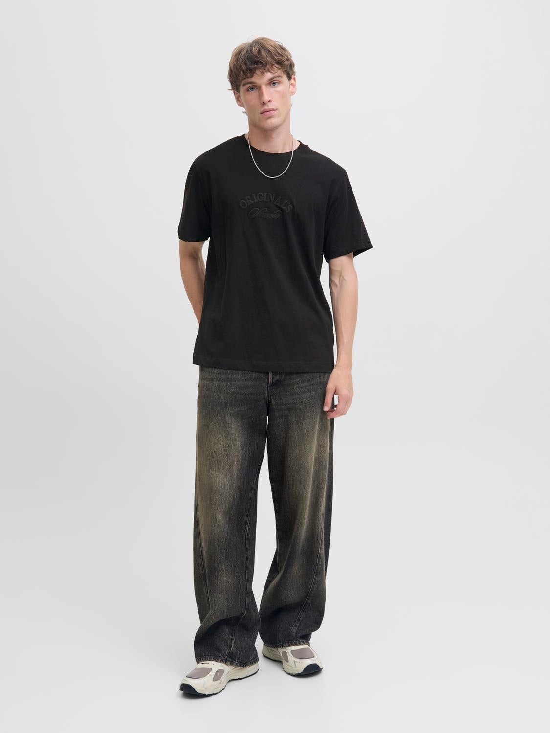 JACK & JONES JORBLEECKER branding tee - black org