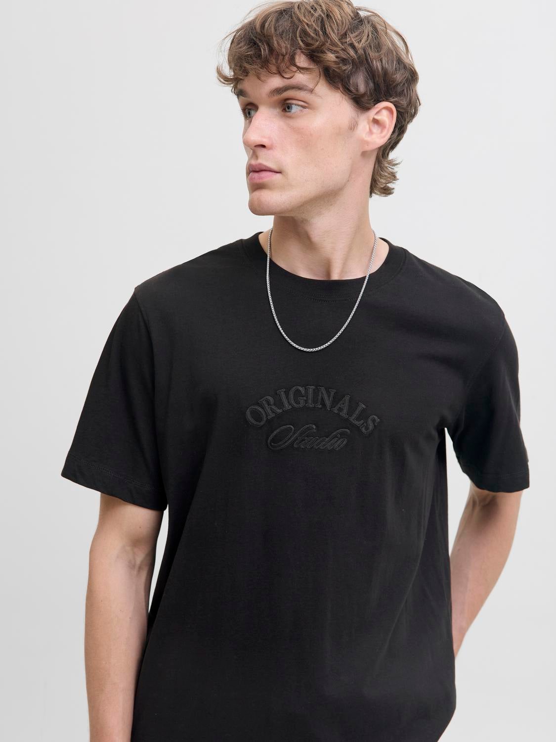 JACK & JONES JORBLEECKER branding tee - black org