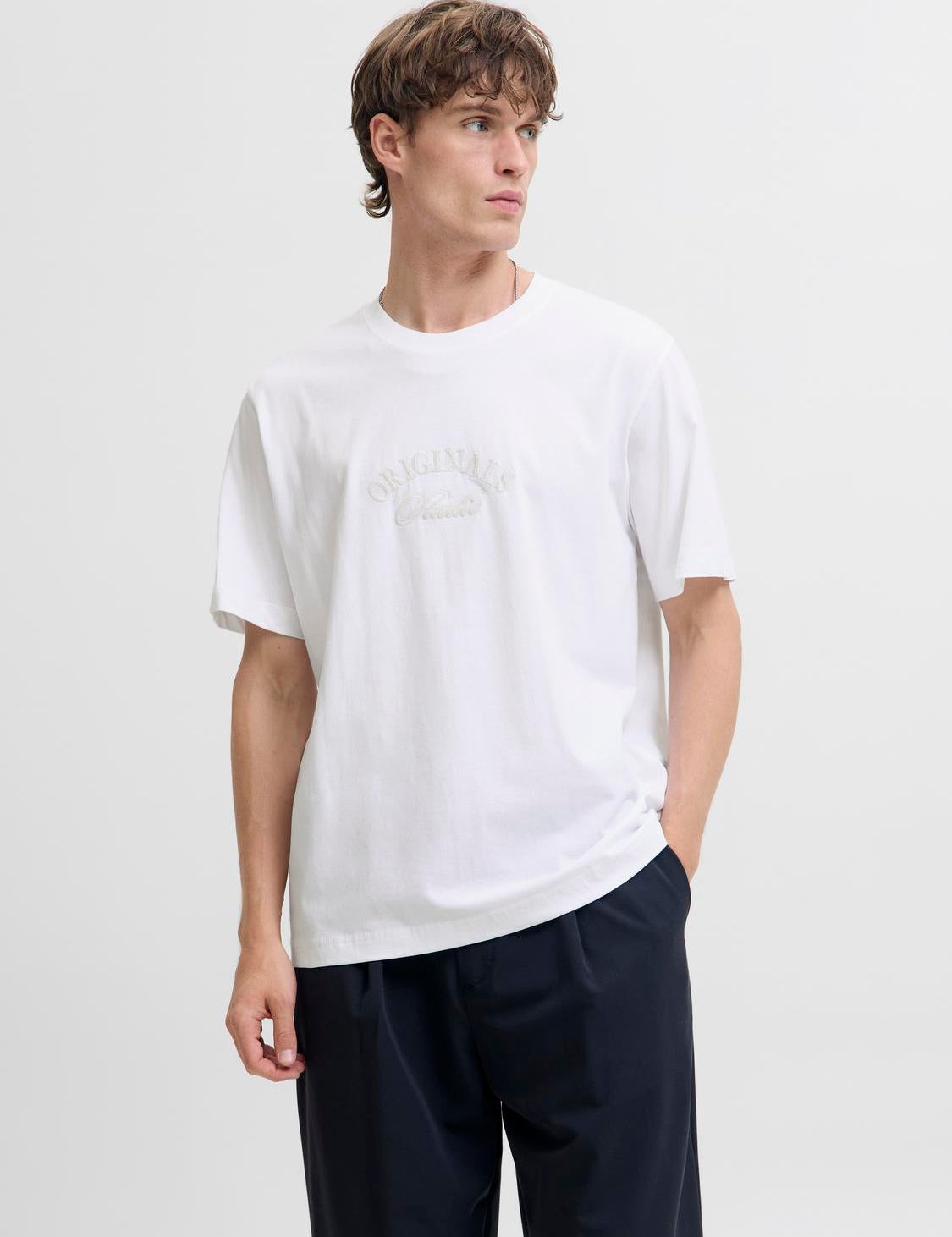 JACK & JONES JORBLEECKER branding tee - bright white org