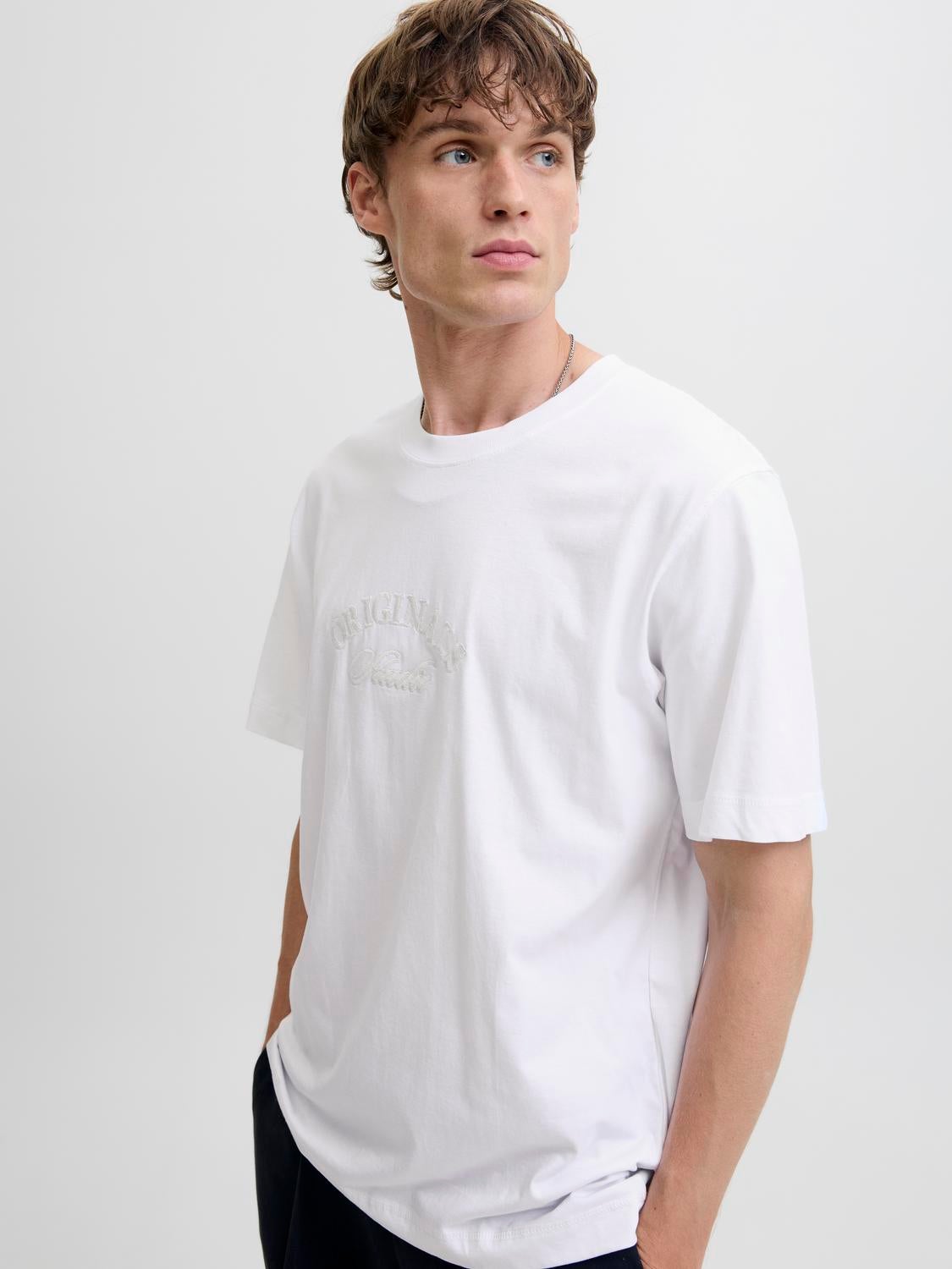 JACK & JONES JORBLEECKER branding tee - bright white org