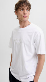 JACK & JONES JORBLEECKER branding tee - bright white org