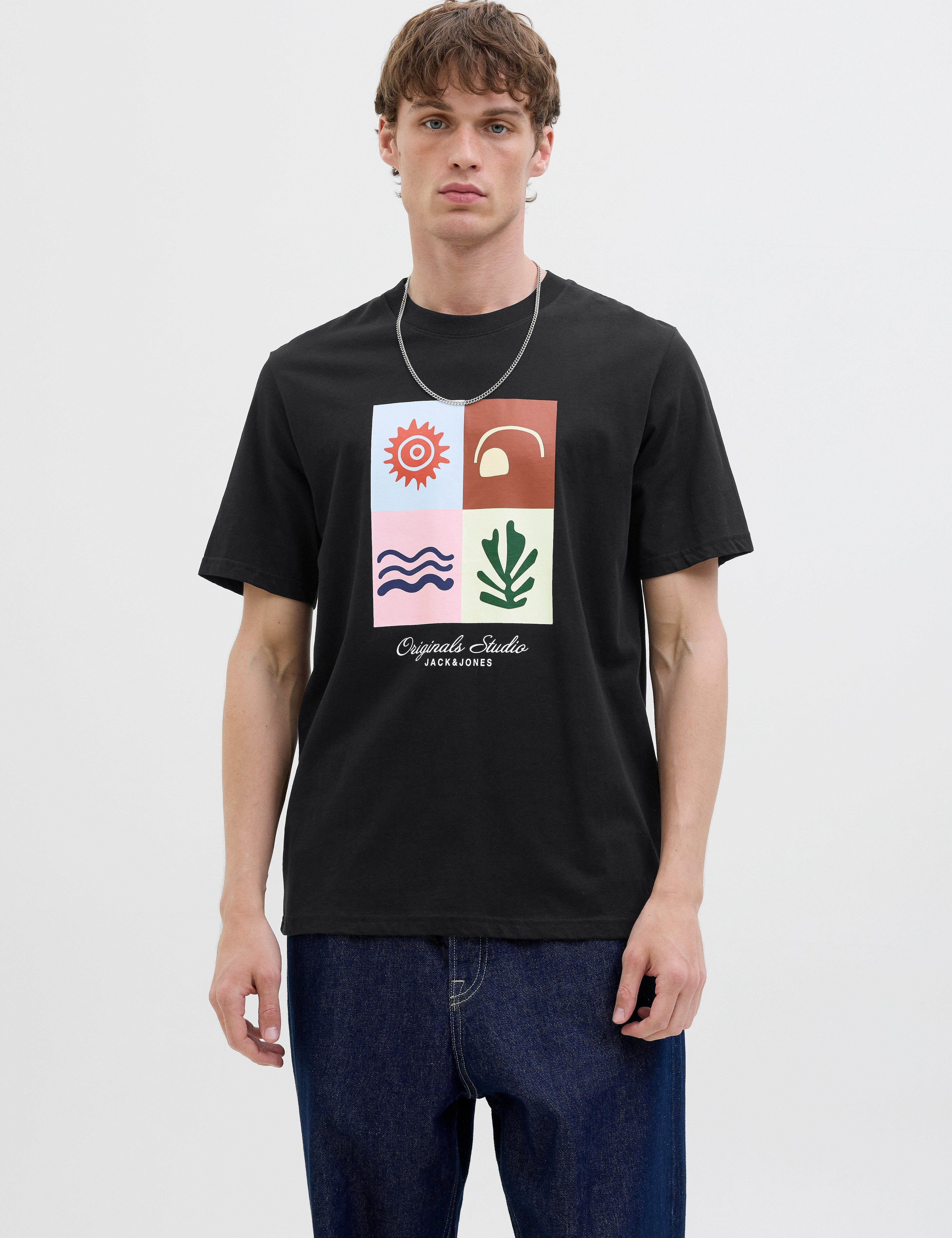 JACK & JONES JORCANGGU front branding tee in black - Image 1