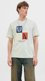 JACK & JONES JORCANGGU front branding tee in celadon tint - Image 1