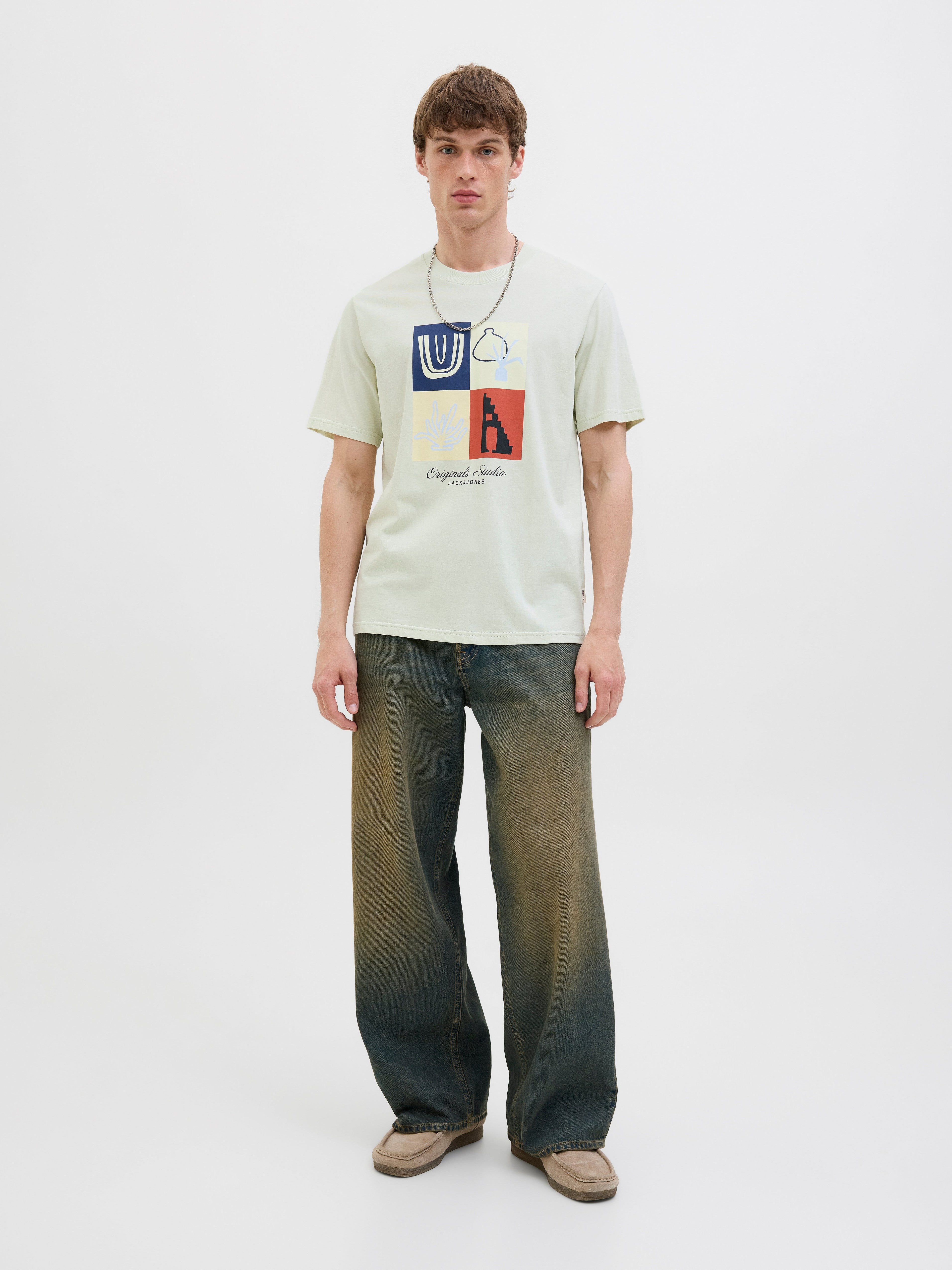 JACK & JONES JORCANGGU front branding tee in celadon tint - Image 4