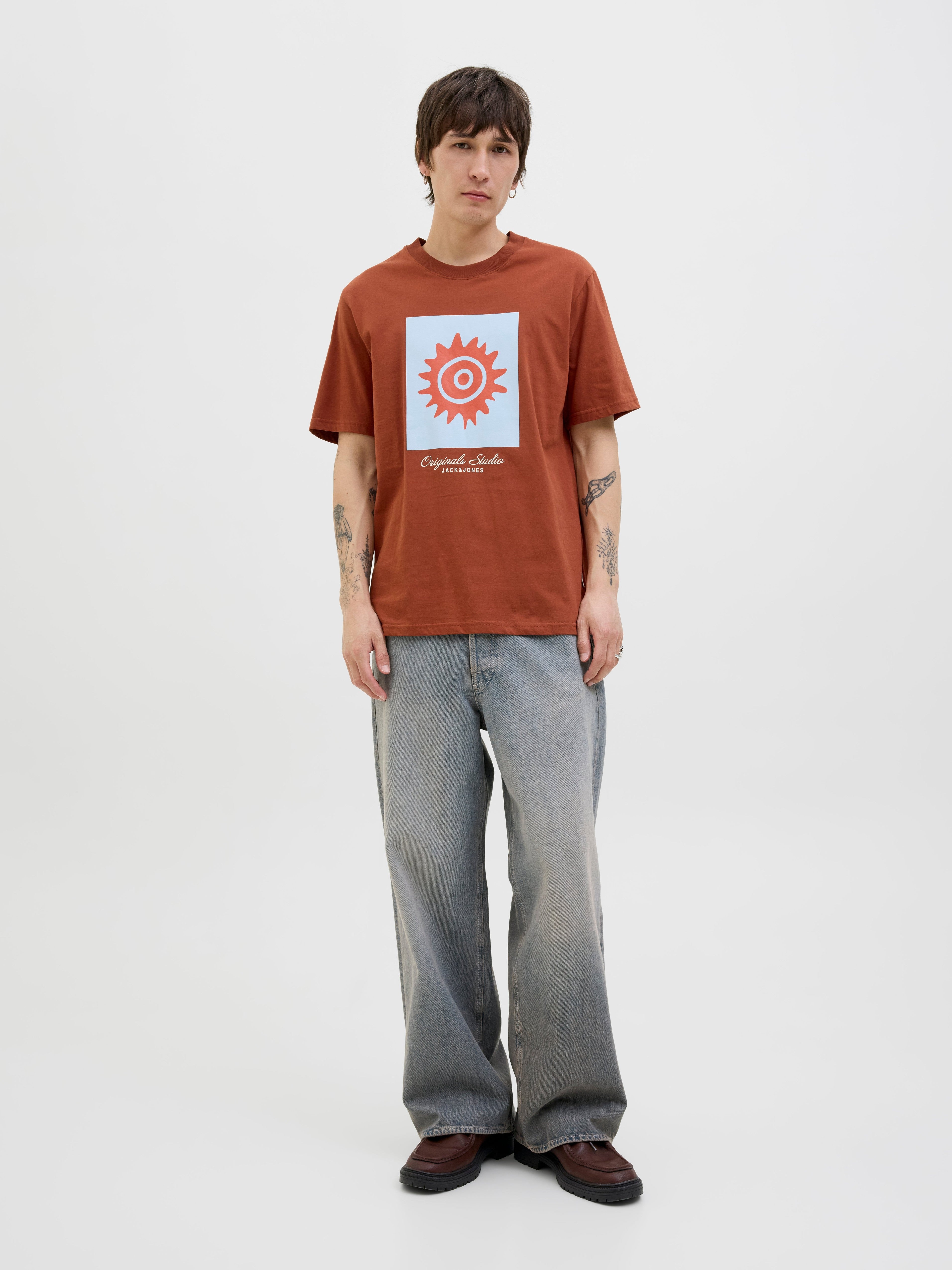 JACK & JONES JORCANGGU front branding tee in arabian spice - Image 4