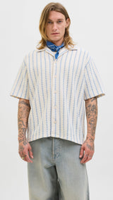 JACK & JONES JORGRAMERCY jersey resort shirt in skyway - Image 1