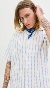 JACK & JONES JORGRAMERCY jersey resort shirt in skyway - Image 7