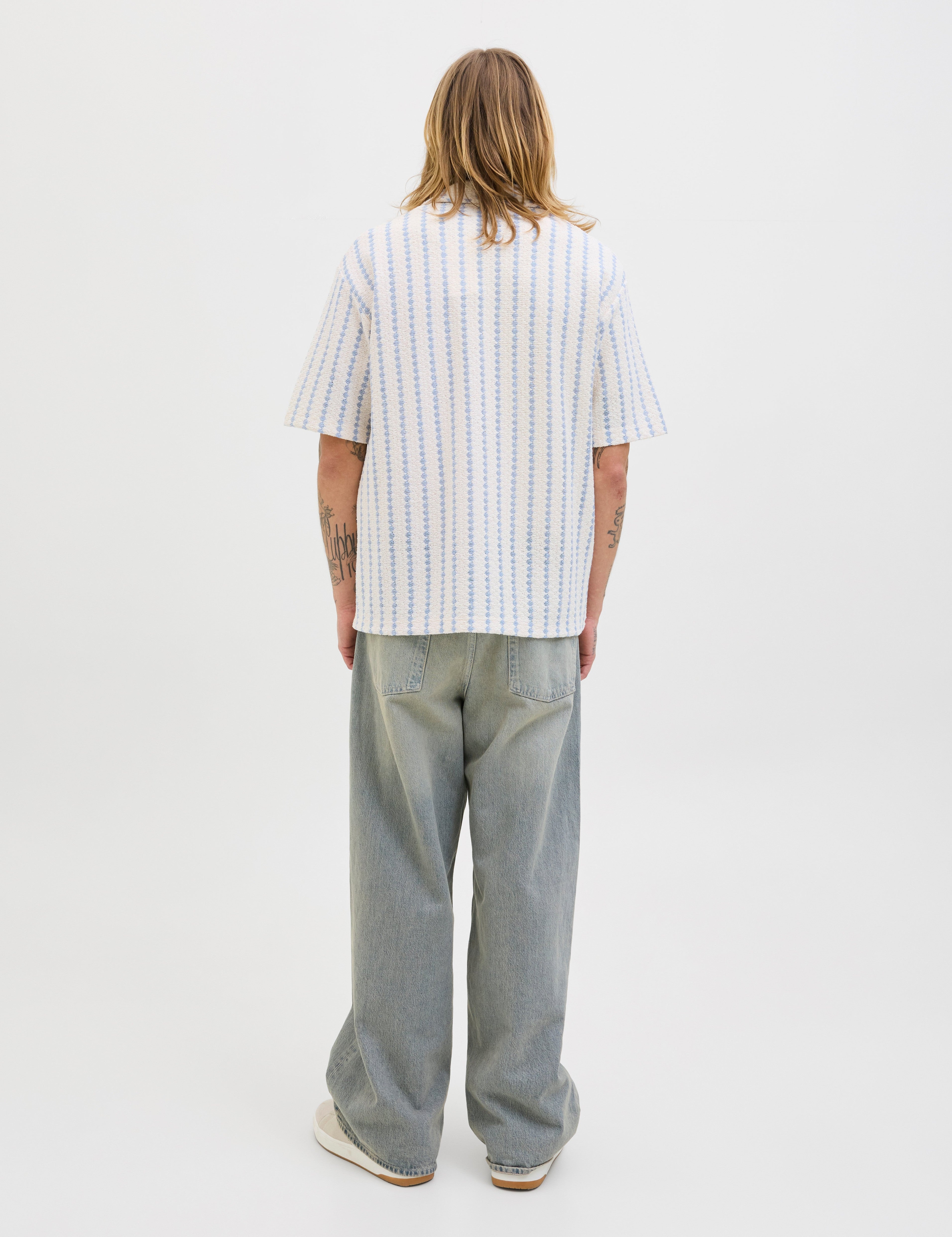 JACK & JONES JORGRAMERCY jersey resort shirt in skyway - Image 2