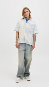 JACK & JONES JORGRAMERCY jersey resort shirt in skyway - Image 4