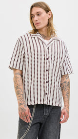 JACK & JONES JORGRAMERCY jersey resort shirt in antique white - Image 1
