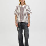 JACK & JONES JORGRAMERCY jersey resort shirt in antique white - Image 4