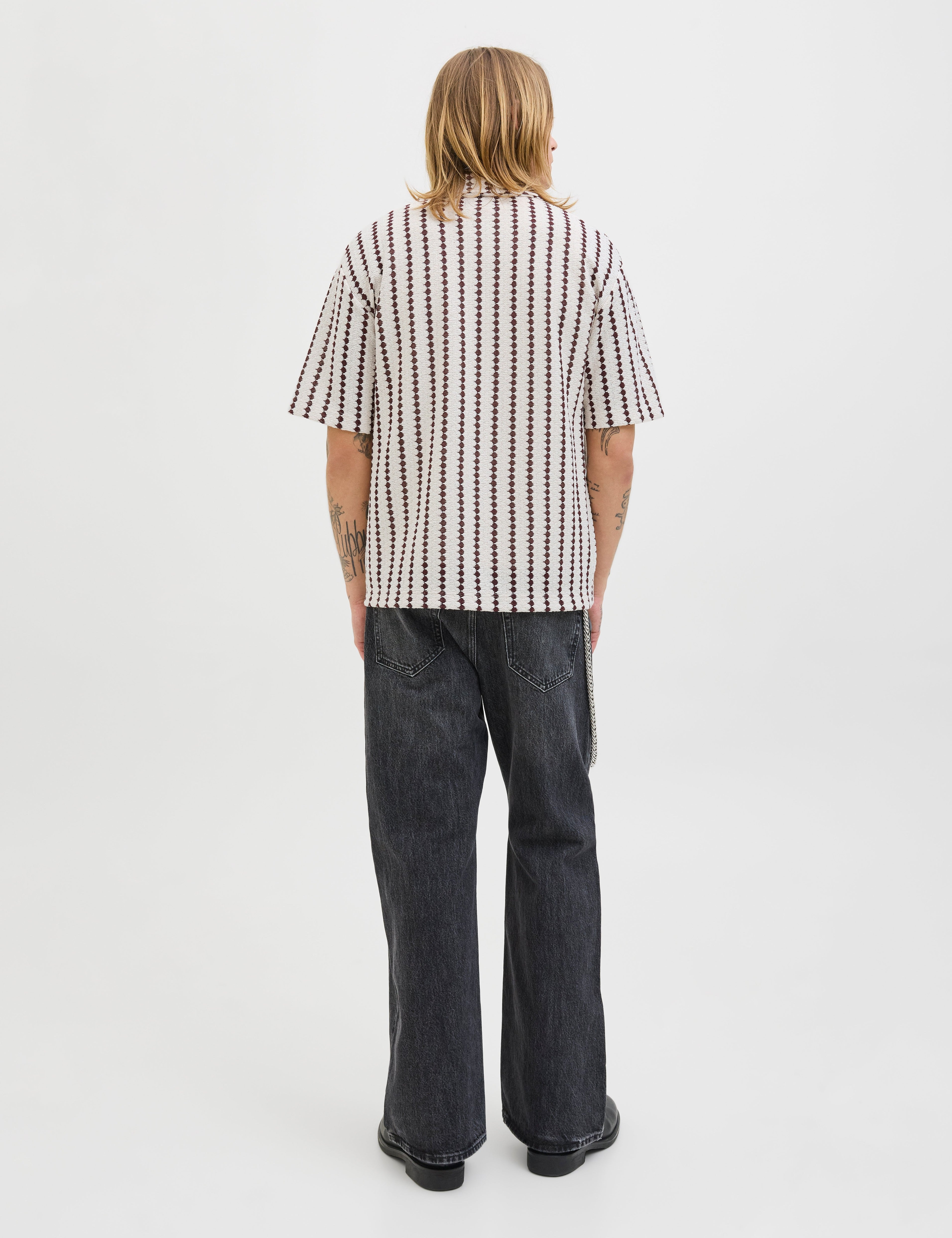 JACK & JONES JORGRAMERCY jersey resort shirt in antique white - Image 2