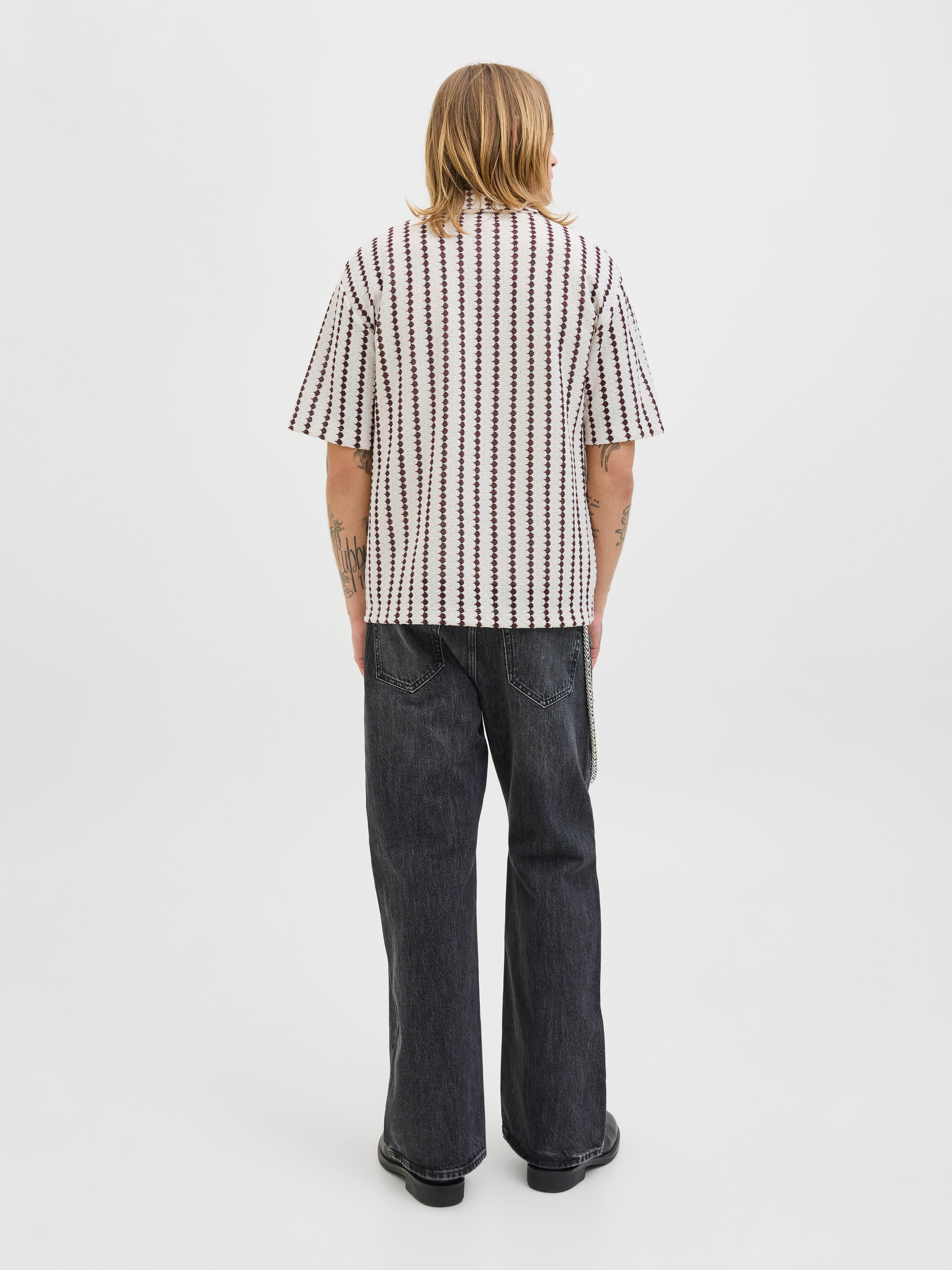 JACK & JONES JORGRAMERCY jersey resort shirt in antique white - Image 2