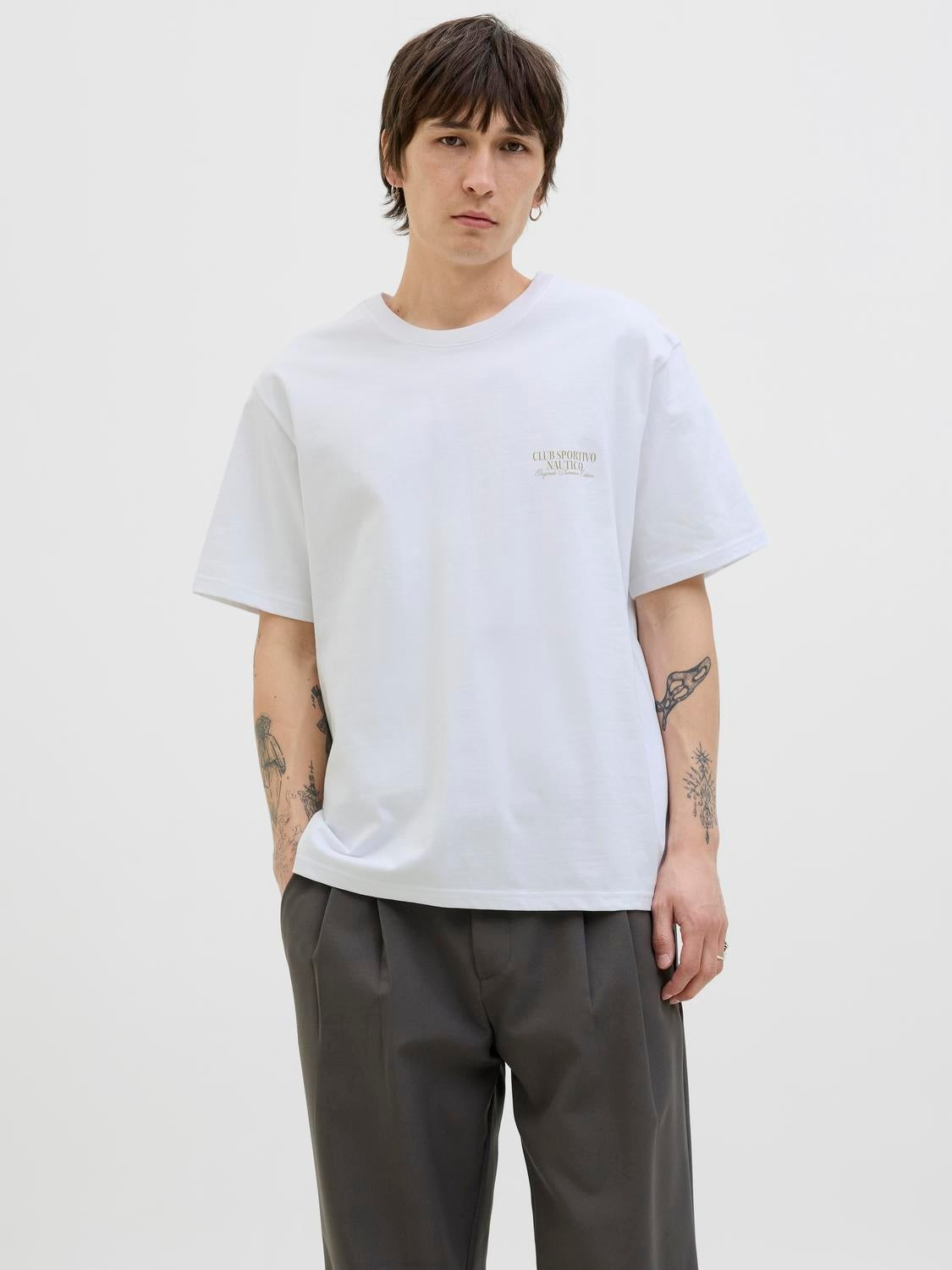 JACK & JONES JORHYDRA photo tee crew neck in bright white - Image 1