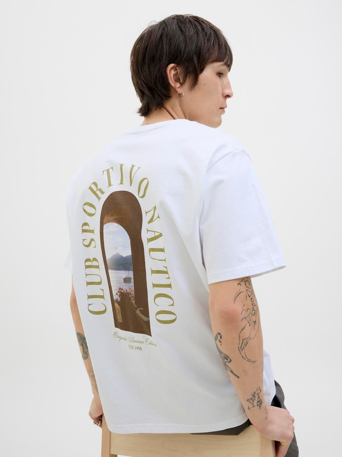 JACK & JONES JORHYDRA photo tee crew neck in bright white - Image 8