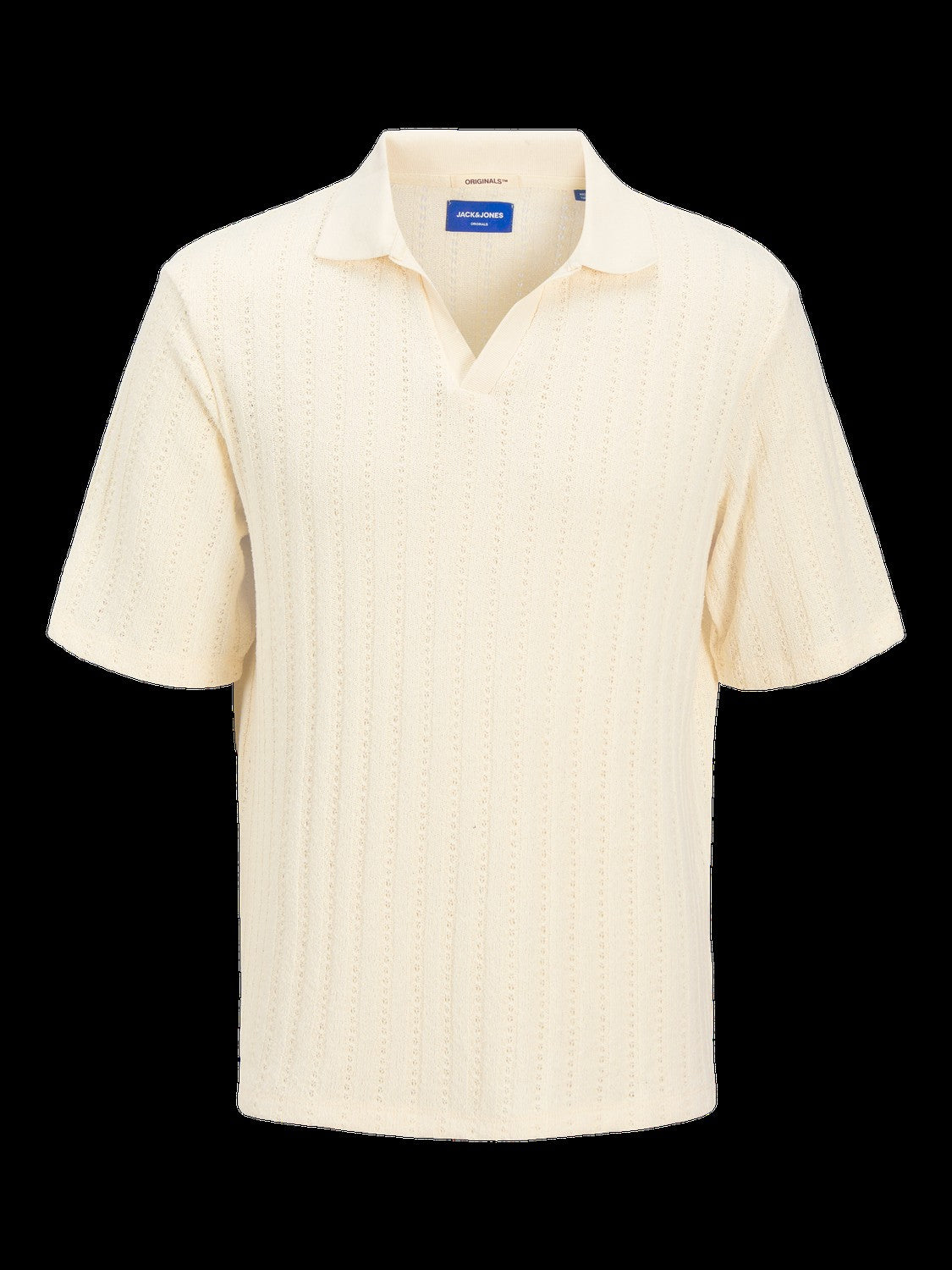JACK & JONES JORHYDRA split neck polo in antique white - Image 3