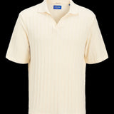JACK & JONES JORHYDRA split neck polo in antique white - Image 3