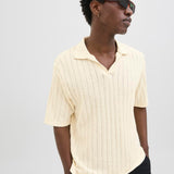 JACK & JONES JORHYDRA split neck polo in antique white - Image 7